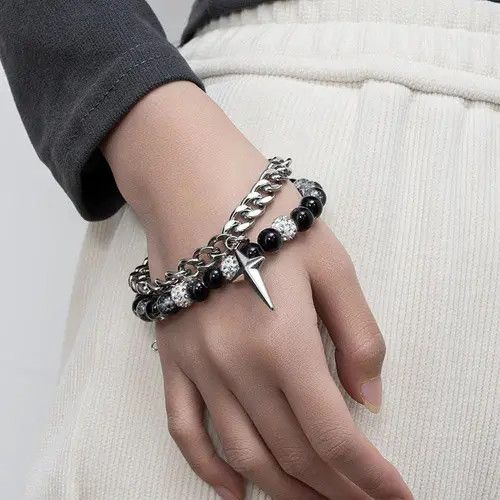 Jewelry STAR Gemstone Layered Chain Link Bracelet Size ONE SIZE - 2 Thumbnail