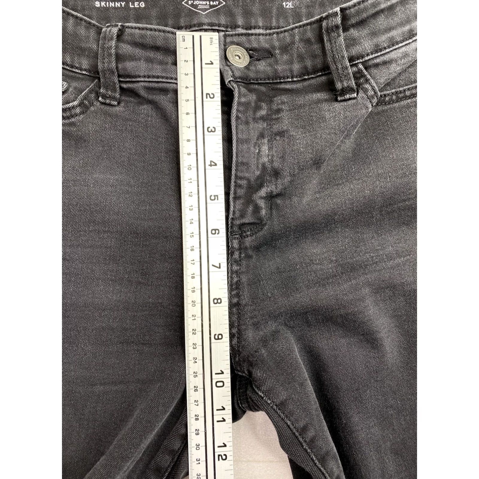 Vintage St. John's Bay Jeans Skinny Womens 12 Tall Black Mid Rise Stretch Denim 5-Pocket Logo 90s Y2K Vintage: No Size 34" / US 12 / IT 48 - 5 Thumbnail