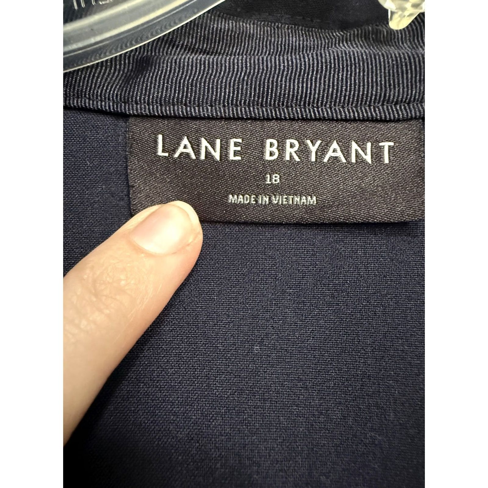 Vintage Lane Bryant Womens Blazer Jacket 18 Navy Blue Belted 2 Button Lined Stretch Plus Size XXL / US 16-18 / IT 52-54 - 3 Thumbnail
