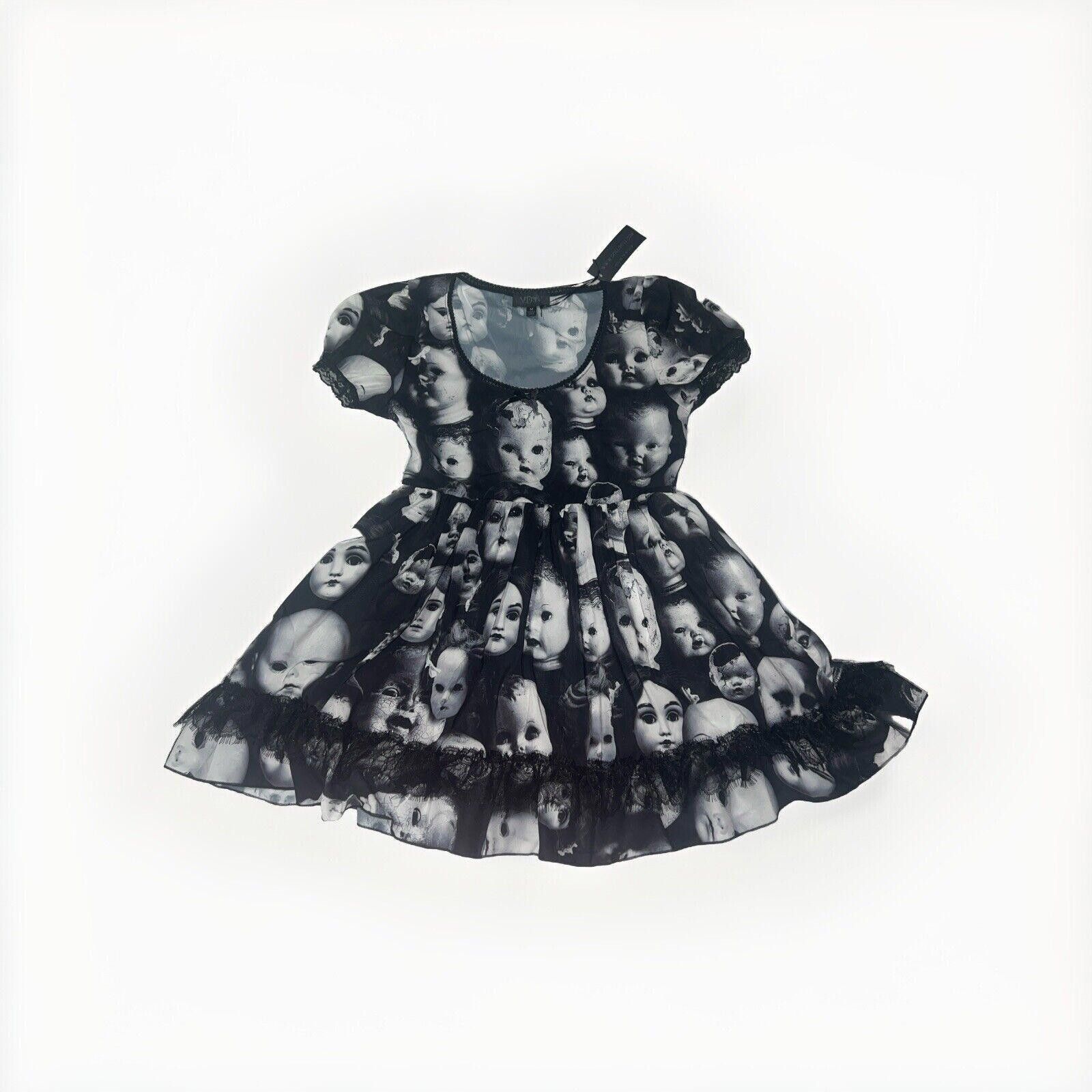 Designer M Dolls Kill Widow Goth Broken Babydoll Heads Mini Dress Size M / US 6-8 / IT 42-44 - 1 Thumbnail