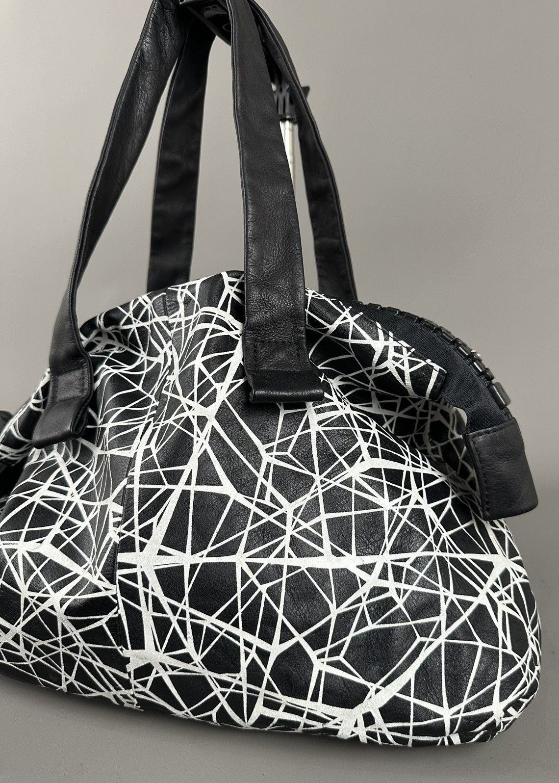 Yohji Yamamoto Kawa - Kawa Big Zipper Abstract Print Leather Hand Bag Size ONE SIZE - 5 Thumbnail