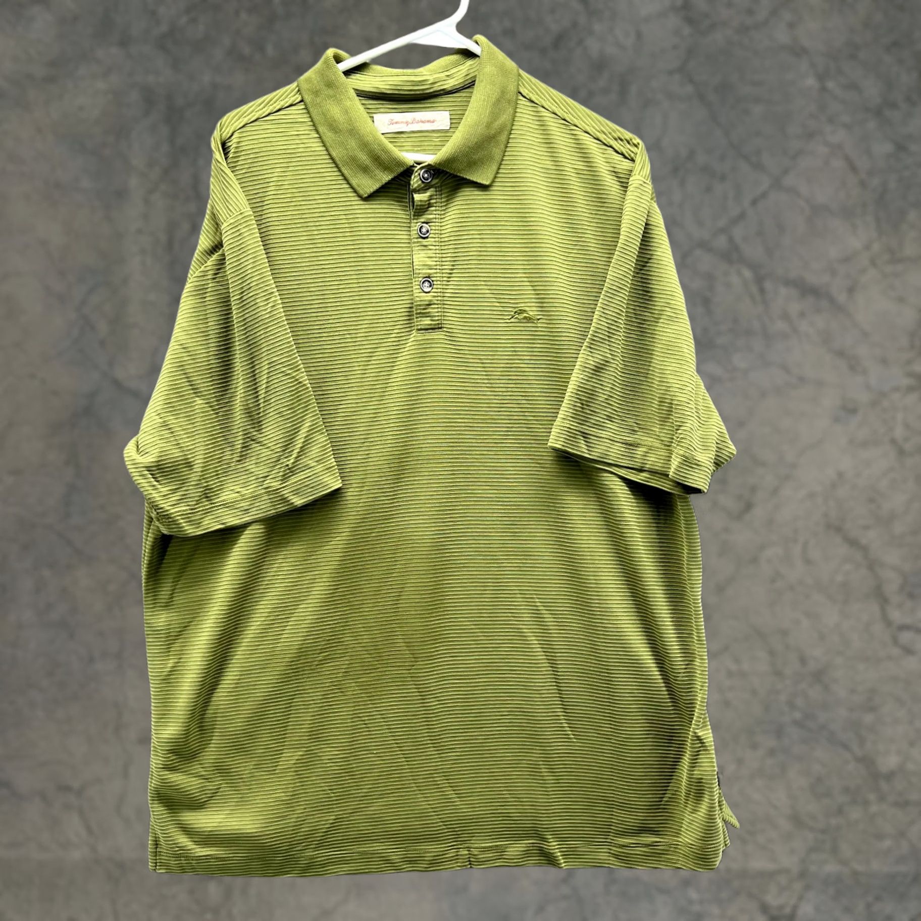 Tommy Bahama Tommy Bahama Polo Shirt Mens XL Green Solid Short Sleeve Button Neckline Collared Regular Fit Shirt Polo Size 46R - 1 Thumbnail