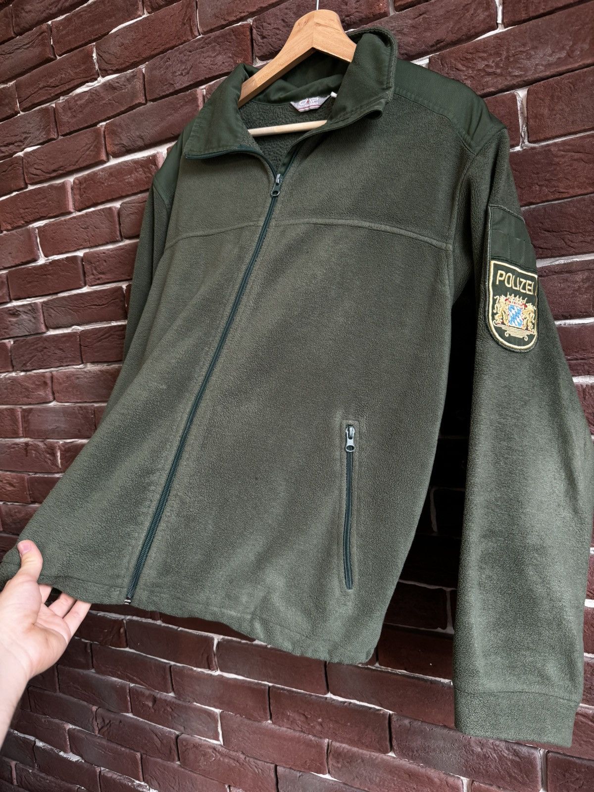Vintage Avant Garde Polizei Knit Zip Up Sweater German Police Green Size US M / EU 48-50 / 2 - 4 Thumbnail