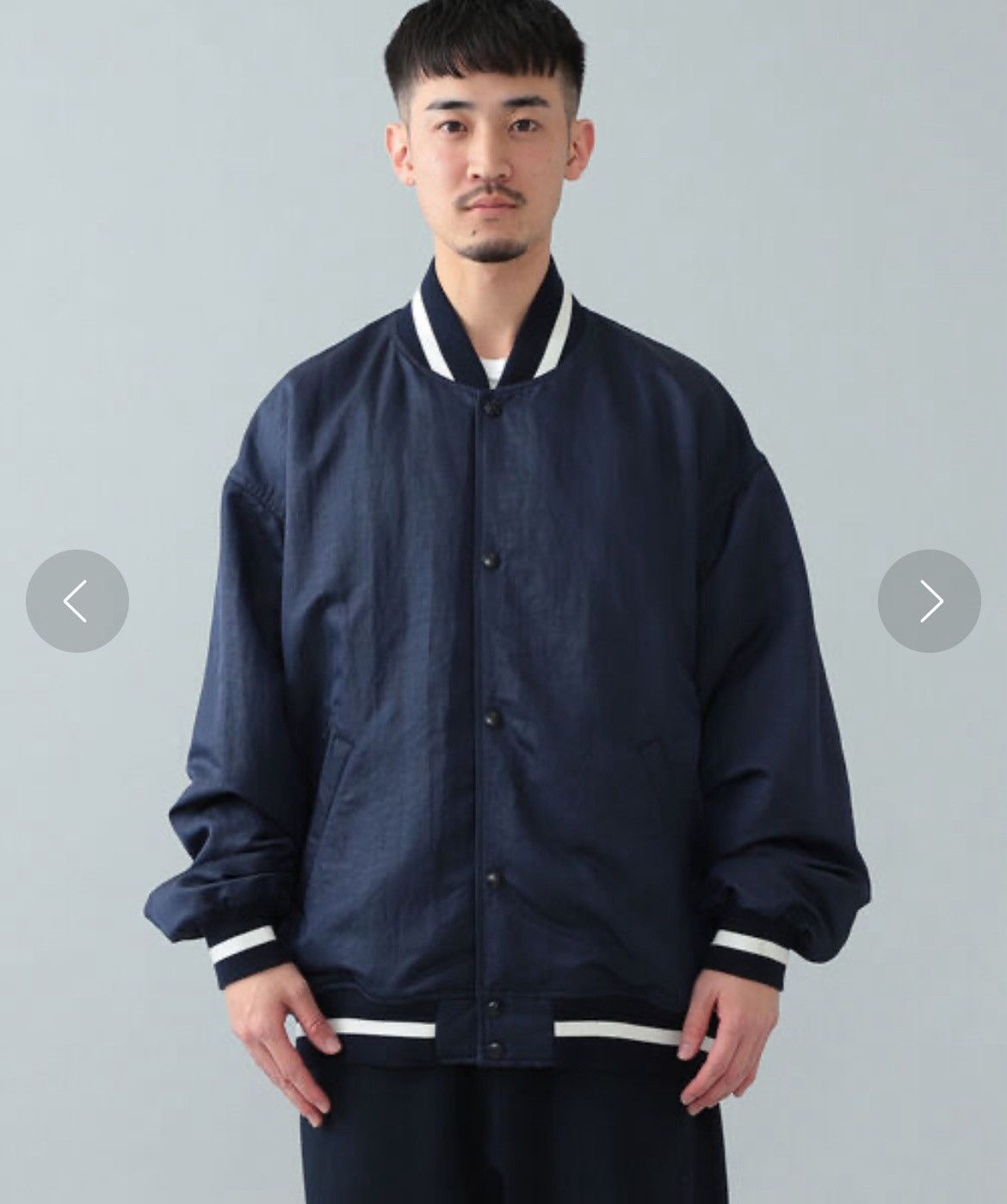 Beams Plus Beams Nylon Satin Award Jacket Navy Size US L / EU 52-54 / 3 - 15 Thumbnail