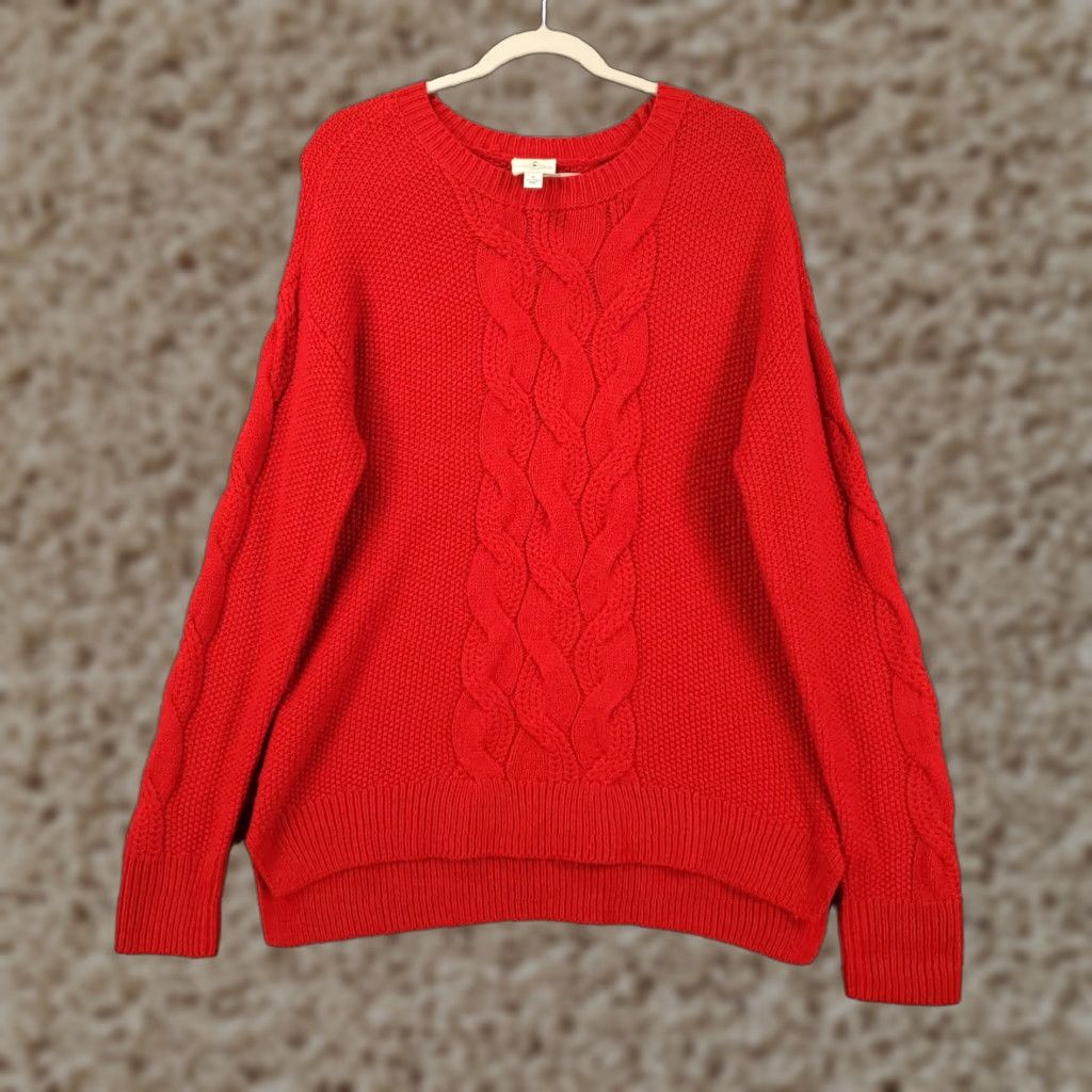 Vintage Mens Sweater Red Cable-Knit Pullover Size Medium Long Sleeve Size US M / EU 48-50 / 2 - 1 Thumbnail