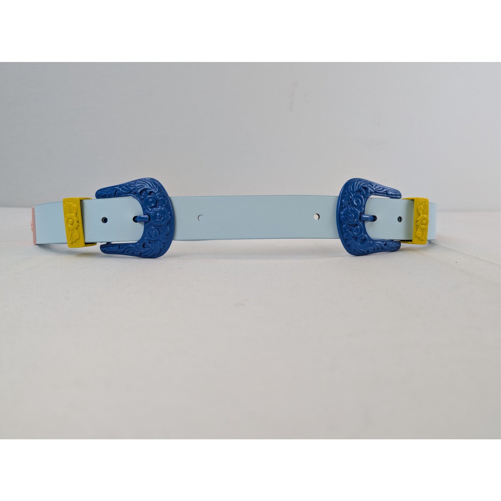 Casablanca o1rshd1 Size: 90 / Leather Comboy Buckle Belt in Light Blue Size 36 - 3 Thumbnail