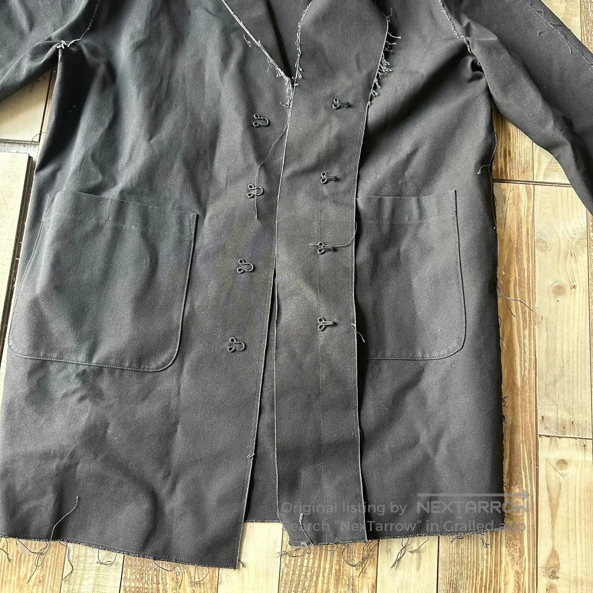 Off-White OFF White Black Distressed Fringe Back Stripe Pocket Coat. Size US M / EU 48-50 / 2 - 5 Thumbnail