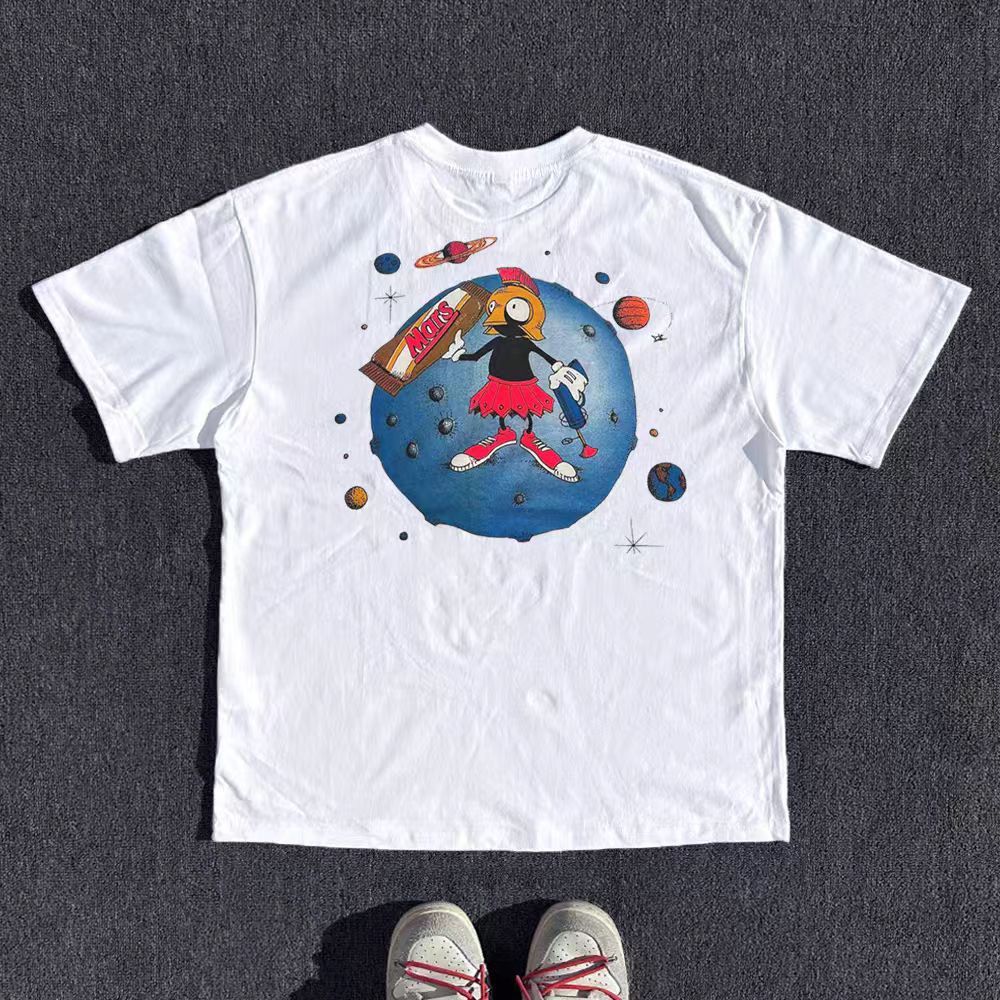 Vintage White washed retro fun earth print tee Size US M / EU 48-50 / 2 - 1 Thumbnail