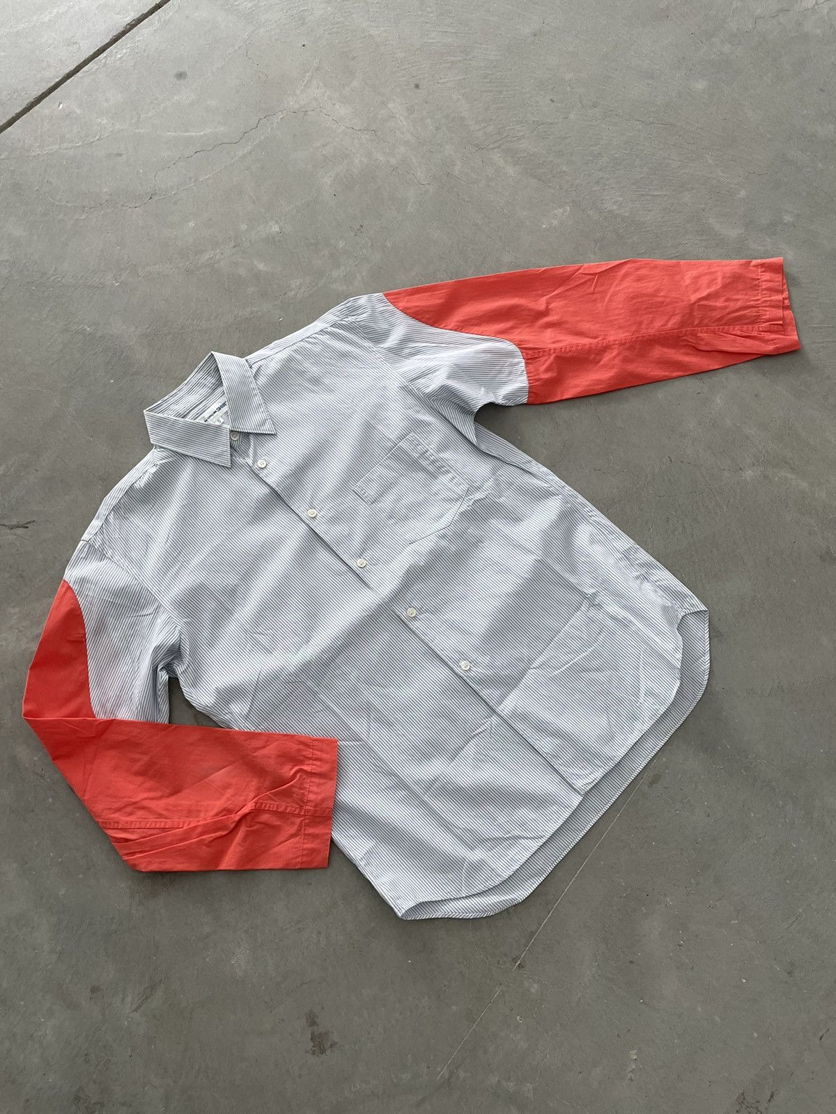 image of Comme Des Garcons Two Tone Color Stripe Shirt in White, Men's (Size Medium)