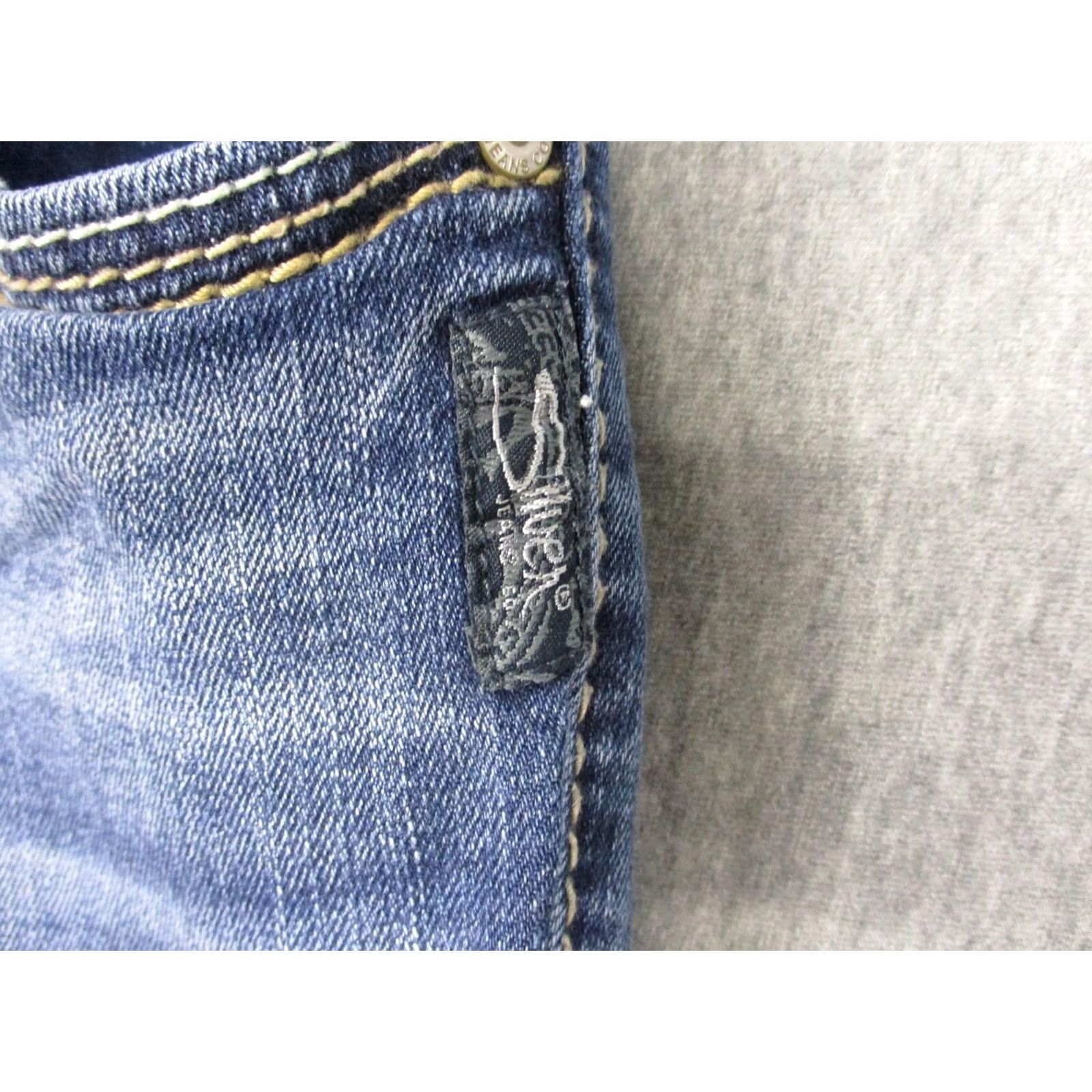 Silver Jeans Co. Silver Jeans Co Aiko Mid Flare Jeans Womens W29/L32 Blue Medium Wash Stretch 29x32 Size 29" - 7 Thumbnail