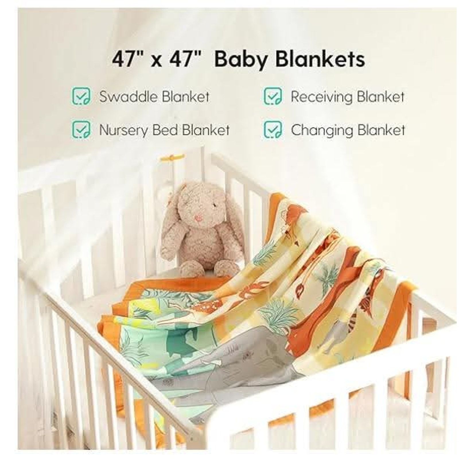 The Unbranded Brand Baby Blanket, 4-Layer Muslin Cotton Swaddle 47 x 47 inch Size ONE SIZE - 5 Thumbnail