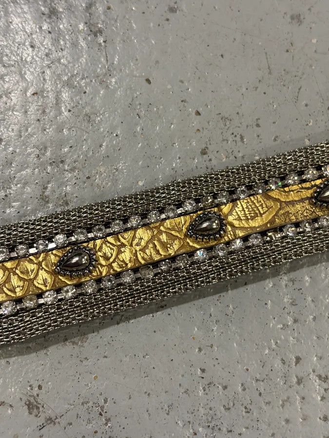 Vintage Nanni Gold Yellow Leather Python Effect Studded Belt Size ONE SIZE - 5 Thumbnail