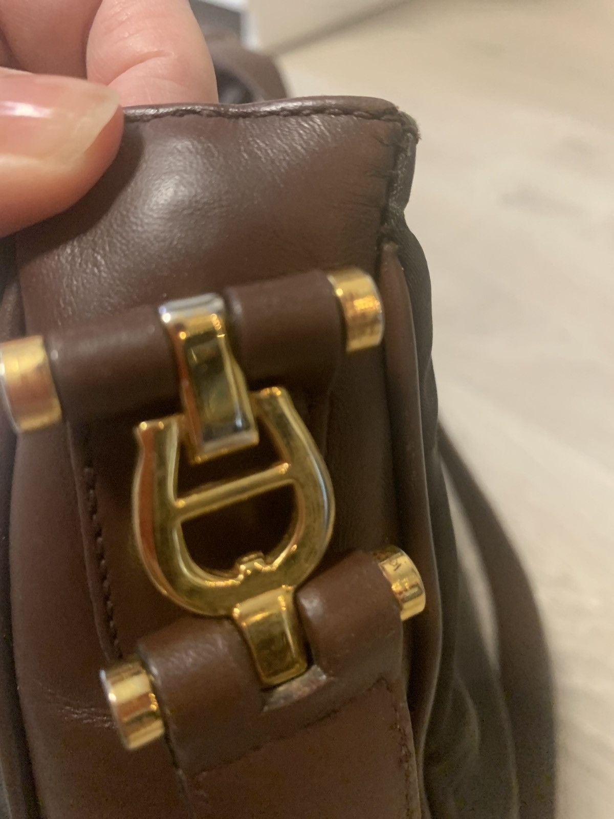 Aigner Aigner Handbag Brown Leather & fabric Size ONE SIZE - 8 Thumbnail