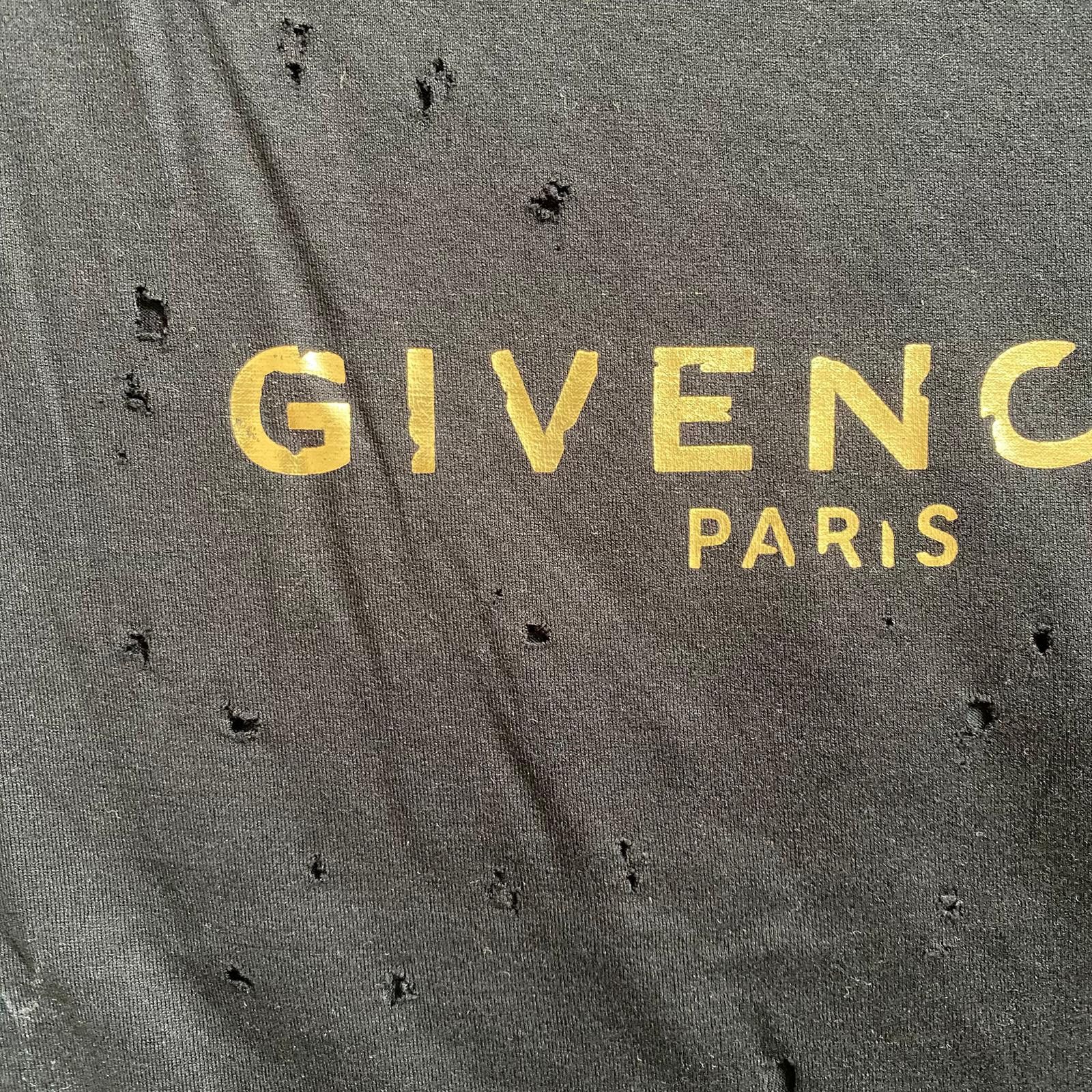 Givenchy Black Distressed Gold Blurred Logo T-Shirt Size S / US 4 / IT 40 - 7 Thumbnail
