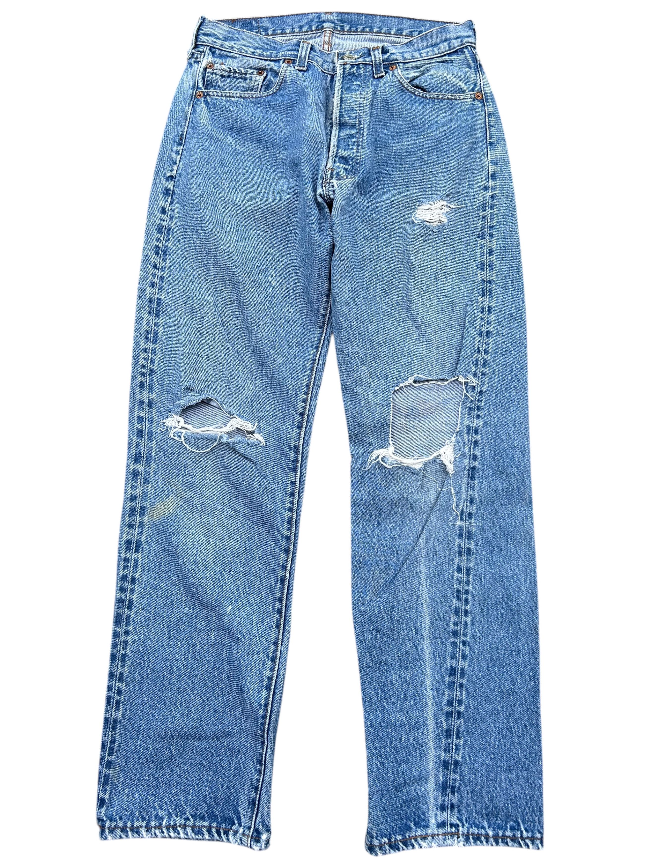 Levi's × Vintage Vintage Levis 501 Rindem Selvedge Distressed Denim Jeans Size US 29 - 2 Thumbnail