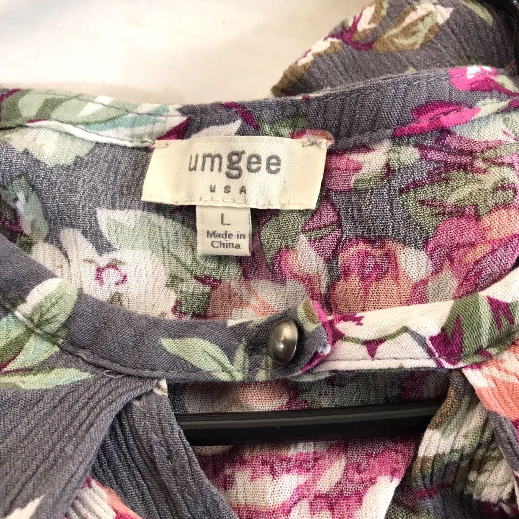 Vintage UMGEE Women's Floral A-Line Dress Sleeveless Keyhole Neck Casual Summer L Gray Multi Size L / US 10 / IT 46 - 3 Thumbnail