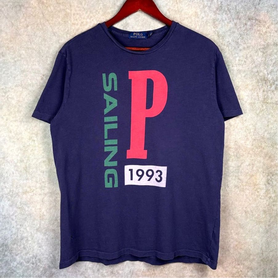 Polo Ralph Lauren × Vintage Polo Ralph Lauren Sailing T Shirt Lg 1993 Vintage Navy Blue Size US L / EU 52-54 / 3 - 1 Thumbnail