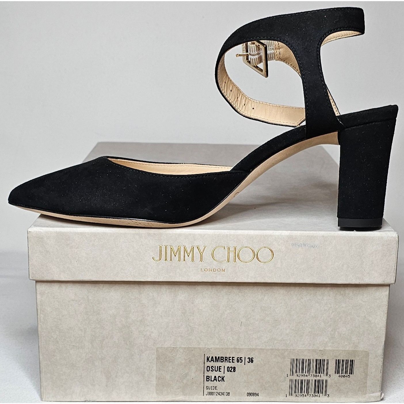 Jimmy Choo Jimmy Choo Black Suede Block Heels Ankle Strap Pointed Toe Size US 6 / IT 36 - 8 Thumbnail