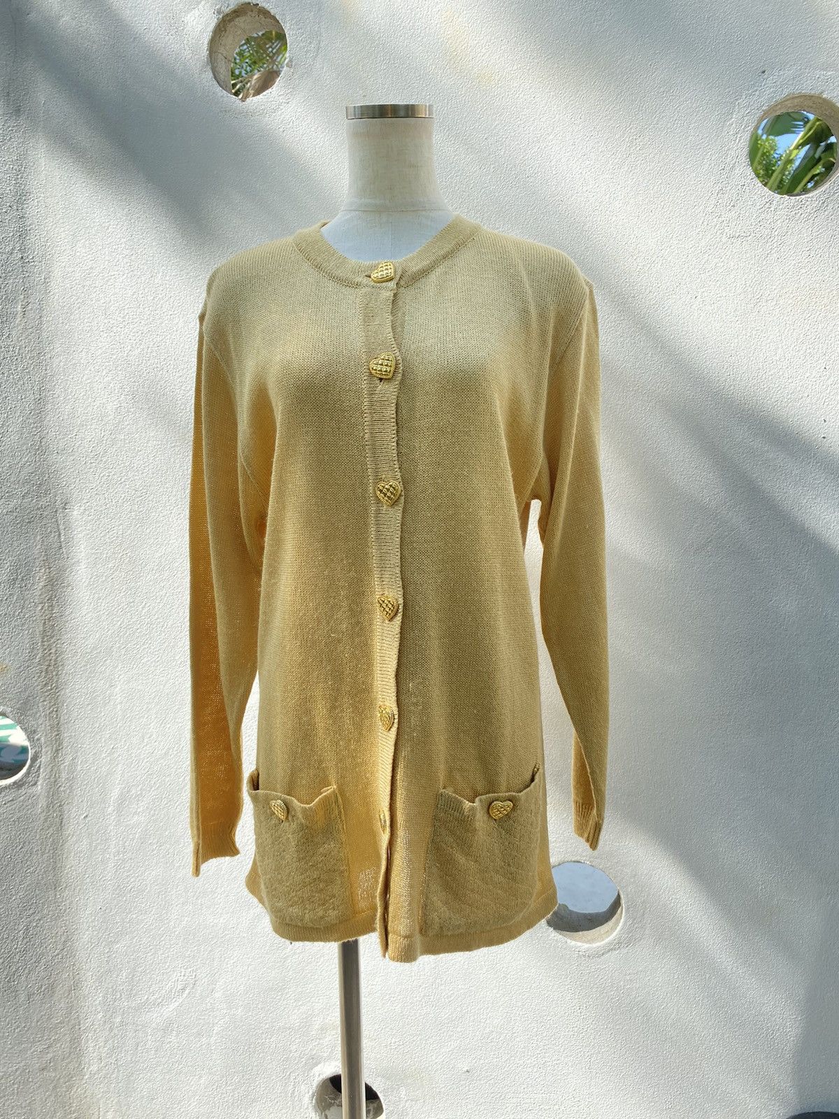 Vintage PALLS PYRA Yellow Knit Cardigan Size M / US 6-8 / IT 42-44 - 1 Thumbnail