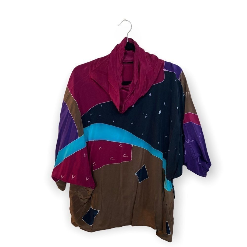 Other Shekina Forms in Silk Hand-Painted Vintage Silk Top | Abstra Size ONE SIZE - 2 Thumbnail