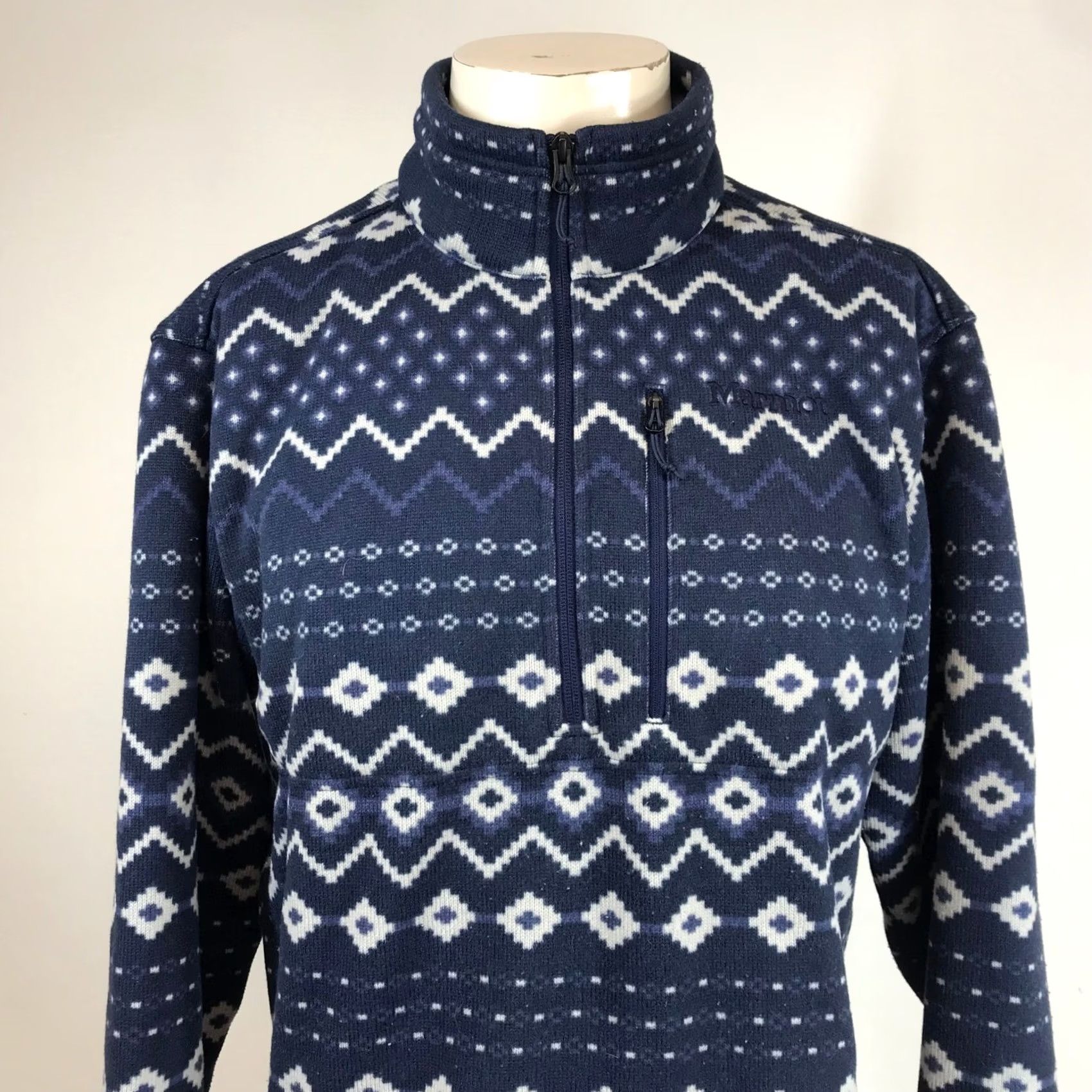 Marmot Marmot Mountain Works Mens Blue Fair Isle Fleece Pullover M14975 Medium Size US M / EU 48-50 / 2 - 2 Thumbnail