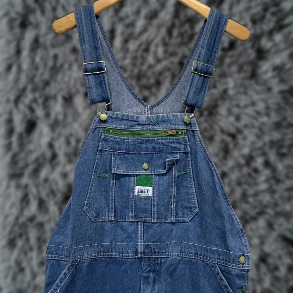 Denime VINTAGE Liberty Overalls Farmer Bibs Denim Blue 42x32 Men's Workwear 80s 90s Western USA Mens Size US 42 / EU 58 - 1 Thumbnail