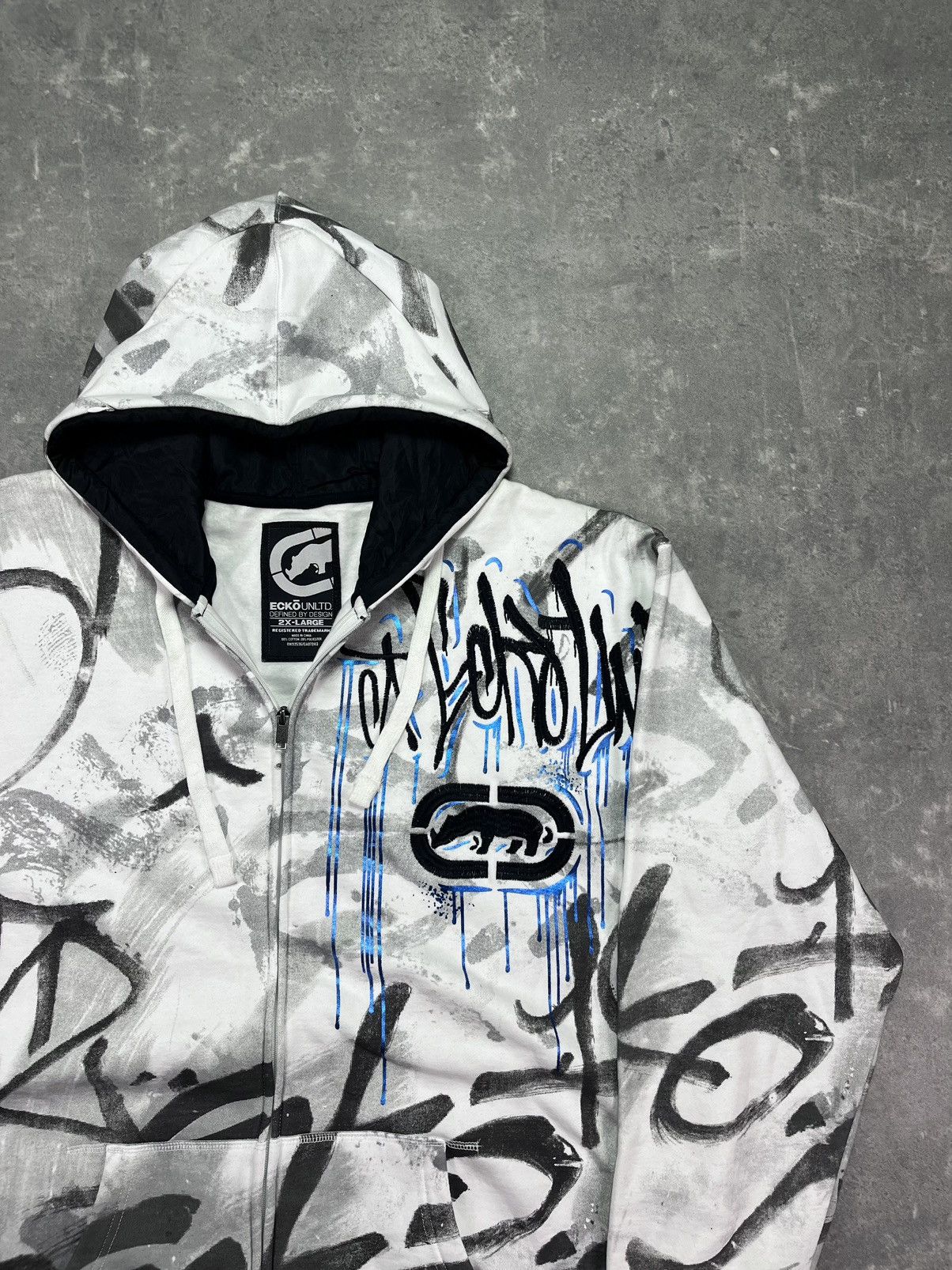 Ecko Unltd. Ecko Unltd MMA Grafitti AOP Printed Baggy Zip Hoodie XXL Size US XXL / EU 58 / 5 - 5 Thumbnail