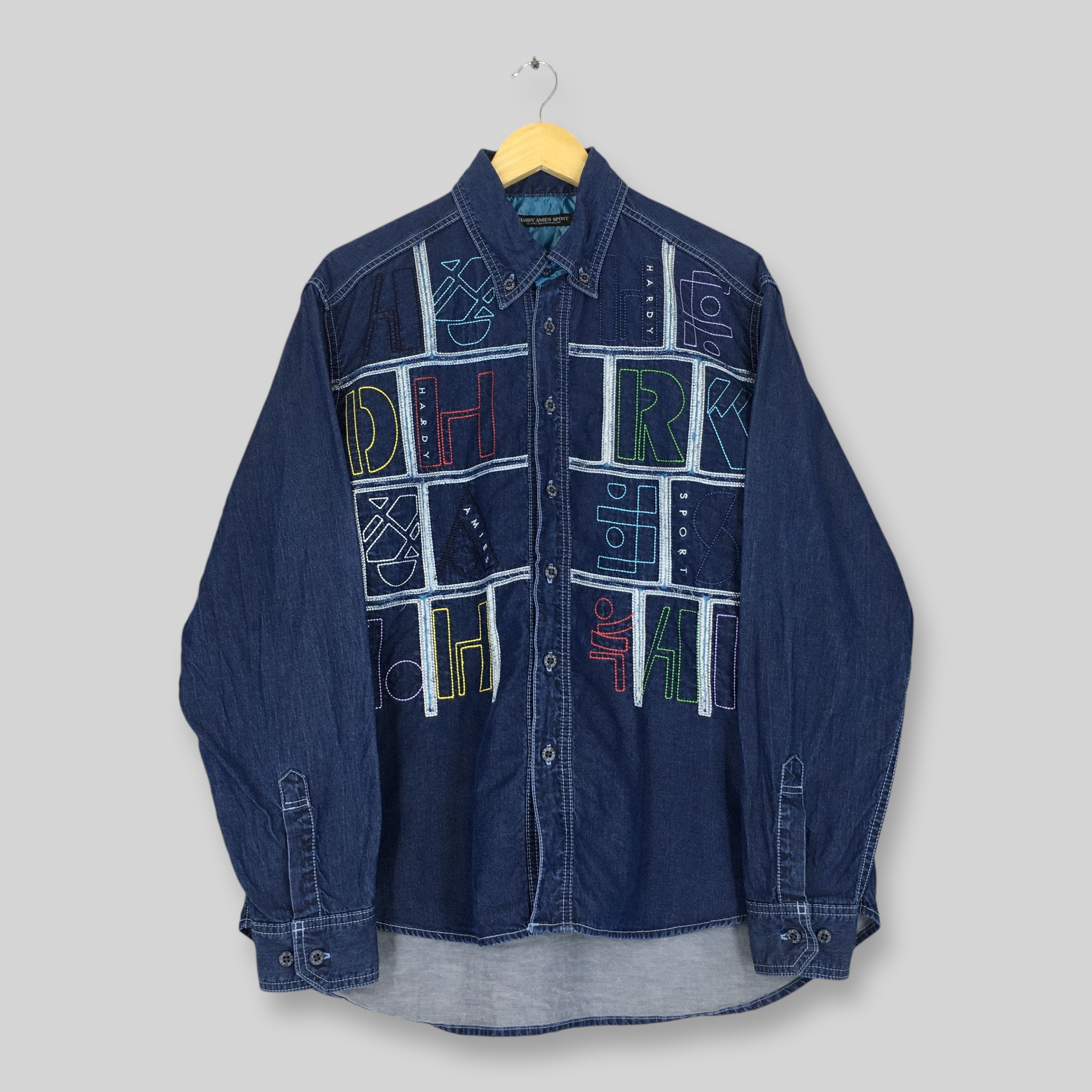 Designer Vintage 90s Hardy Amies Sports Denim Shirt Large Size US L / EU 52-54 / 3 - 1 Thumbnail