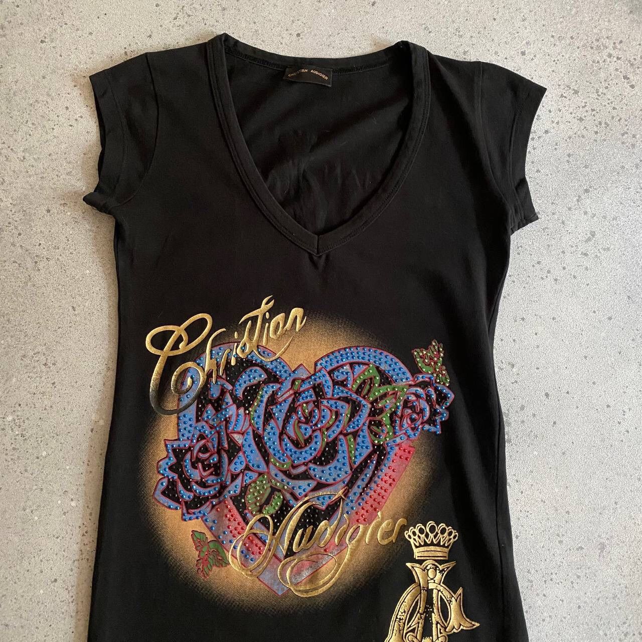Christian Audigier × Ed Hardy Y2K CHRISTIAN AUDIGIER RHINESTONES VINTAGE T-SHIRT ED HARDY Size S / US 4 / IT 40 - 3 Thumbnail