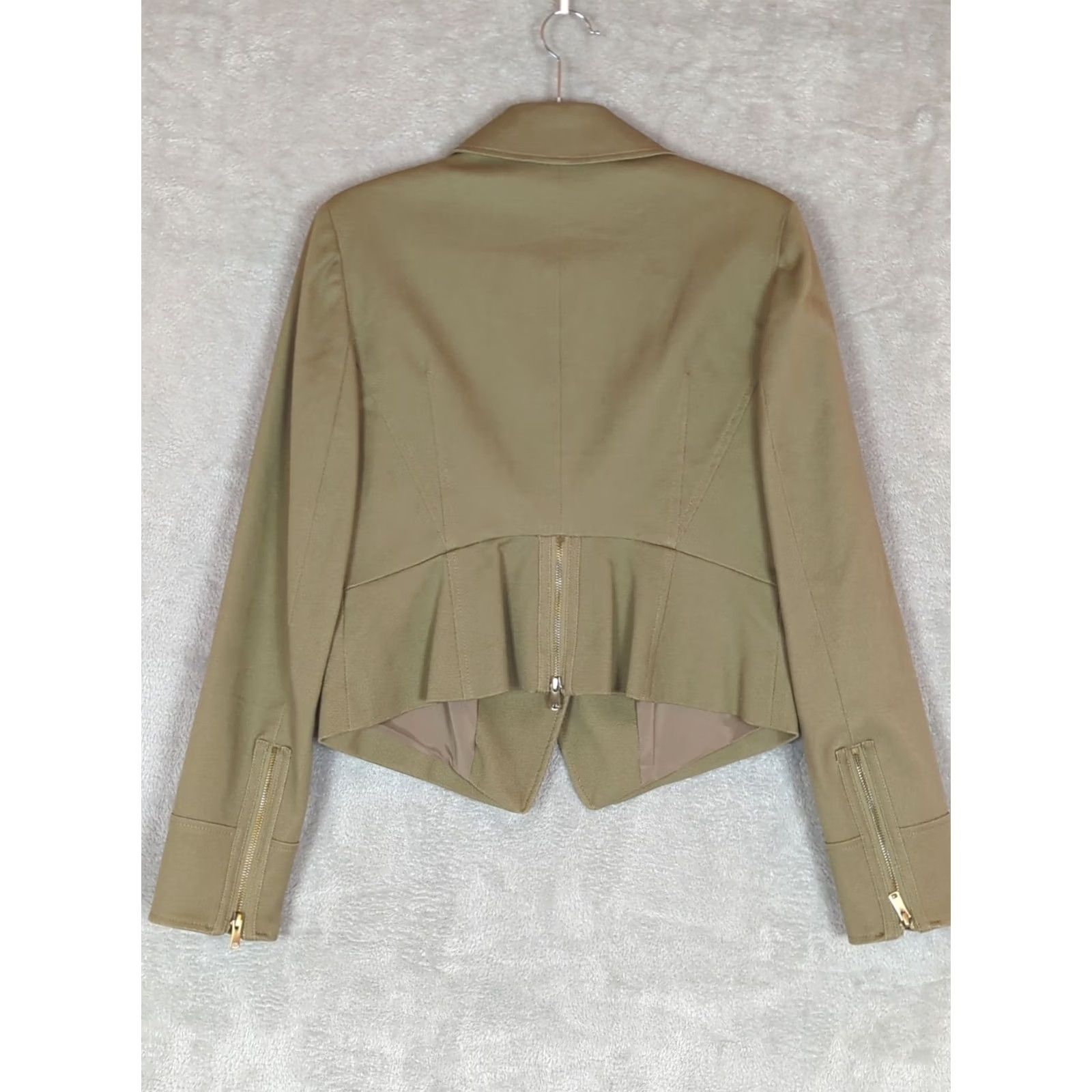 Ann Taylor Ann Taylor Womens Jacket Moto Crop Green Canvas Asymmetrical Zip Modern Jacket, 6, Regular, Green, Women, Jacket Size M / US 6-8 / IT 42-44 - 2 Thumbnail