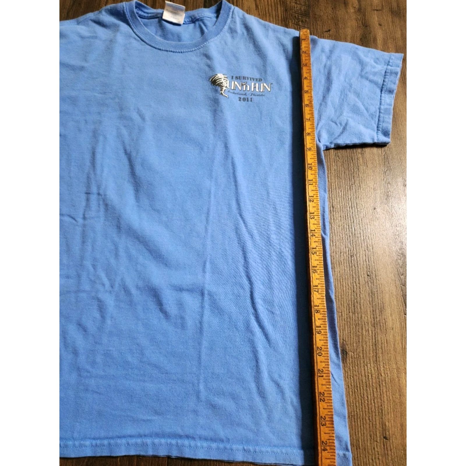 Gildan Mens M I Survived Sun N Fun 2011 Tornado T Shirt Lakeland FL Double Sided Shirt Adults M Blue Classic Logo N/A? Size US M / EU 48-50 / 2 - 3 Thumbnail