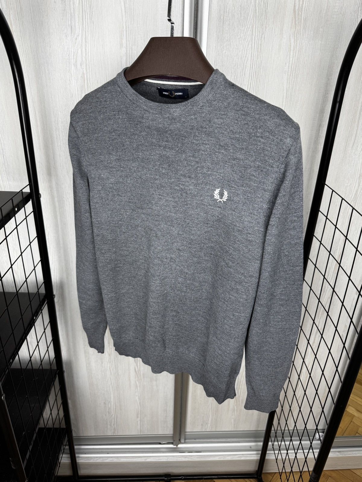 Fred Perry Fred Perry grey wool cotton small embroidered logo sweater Size US M / EU 48-50 / 2 - 6 Thumbnail
