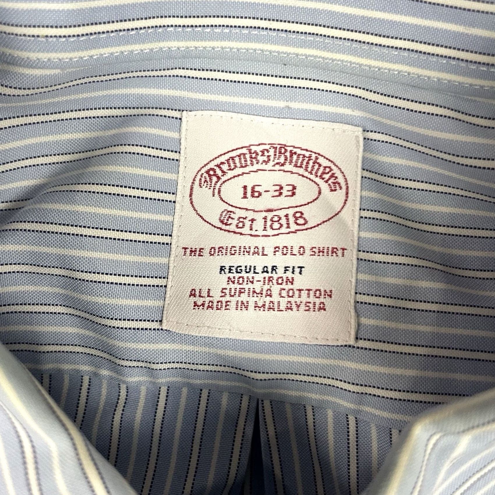 Brooks Brothers VINTAGE Brooks Brothers Shirt Mens 16-33 Blue Traditional Fit No Iron Button-Down Pocket Crewed by Brooks Brothers 346 Size US L / EU 52-54 / 3 - 5 Thumbnail