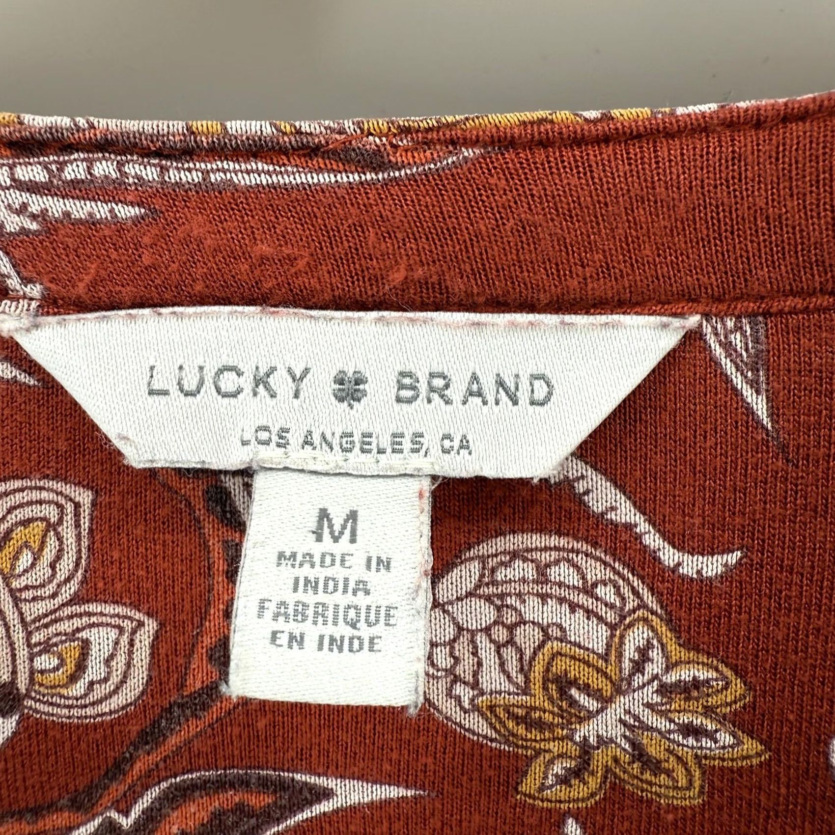 Lucky Brand Lucky Brand Shirt Blouse Medium Floral Boho Tunic 3/4 Sleeve Henley Button Womens Fall Multicolor Size M / US 6-8 / IT 42-44 - 3 Thumbnail