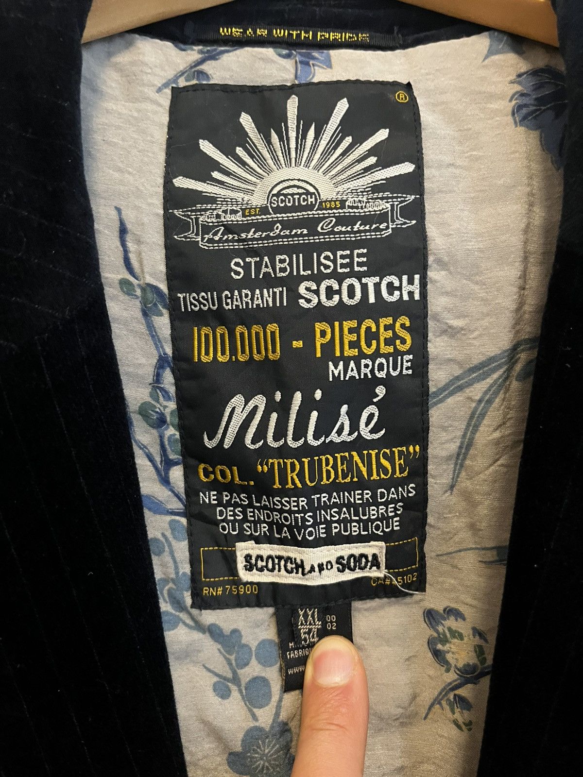 Scotch & Soda Navy Suede Scotch & Soda Pinstripe Blazer 44R Size 44R - 3 Thumbnail