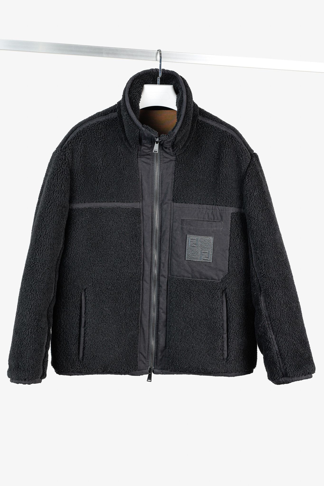Fendi Fendi Reversible Black Wool Fleece & Brown Patchwork Jacket Size US S / EU 44-46 / 1 - 1 Thumbnail