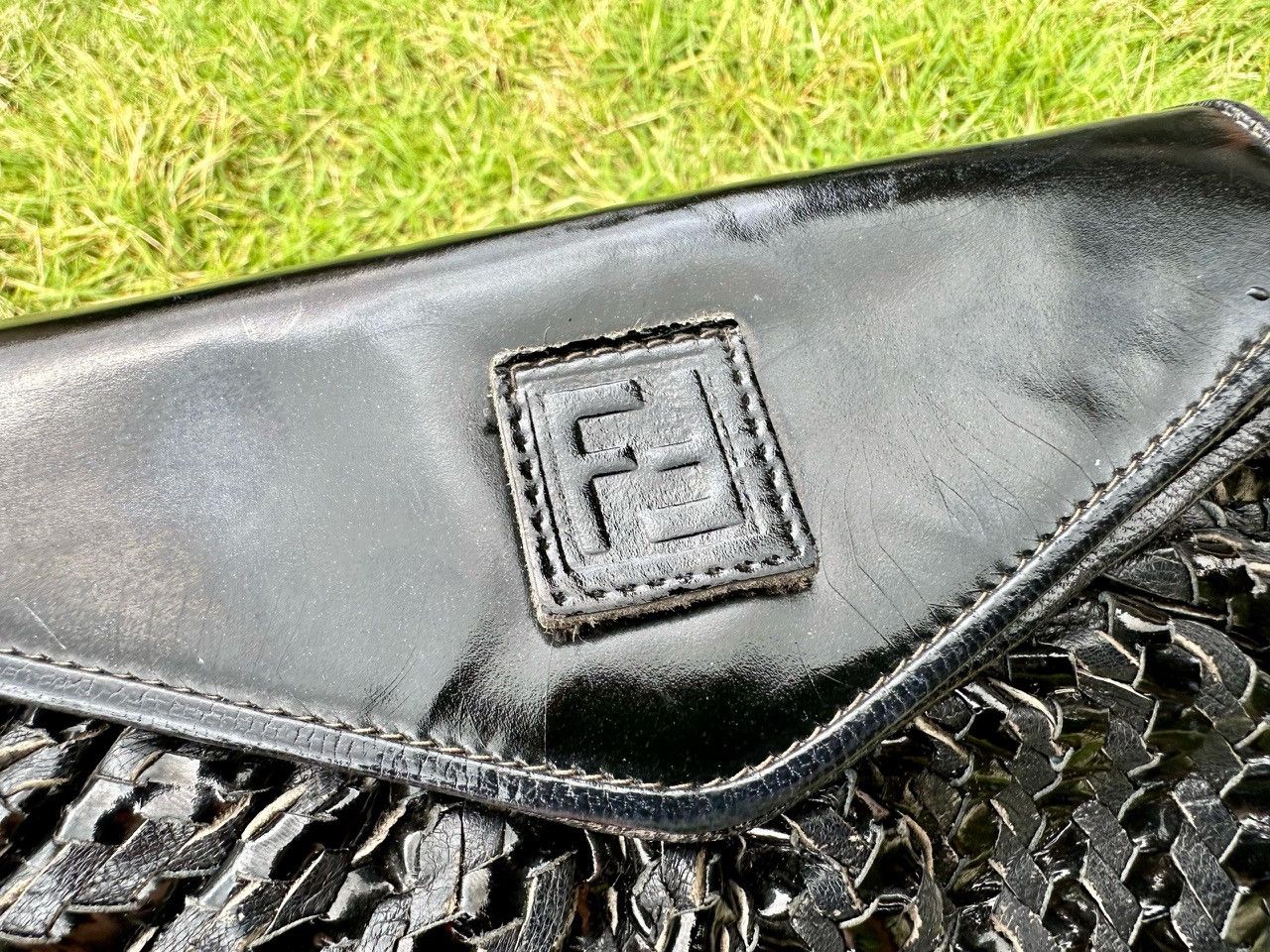 Fendi Authentic Vintage Fendi Black Woven Leather Clutch Bag Size ONE SIZE - 3 Thumbnail