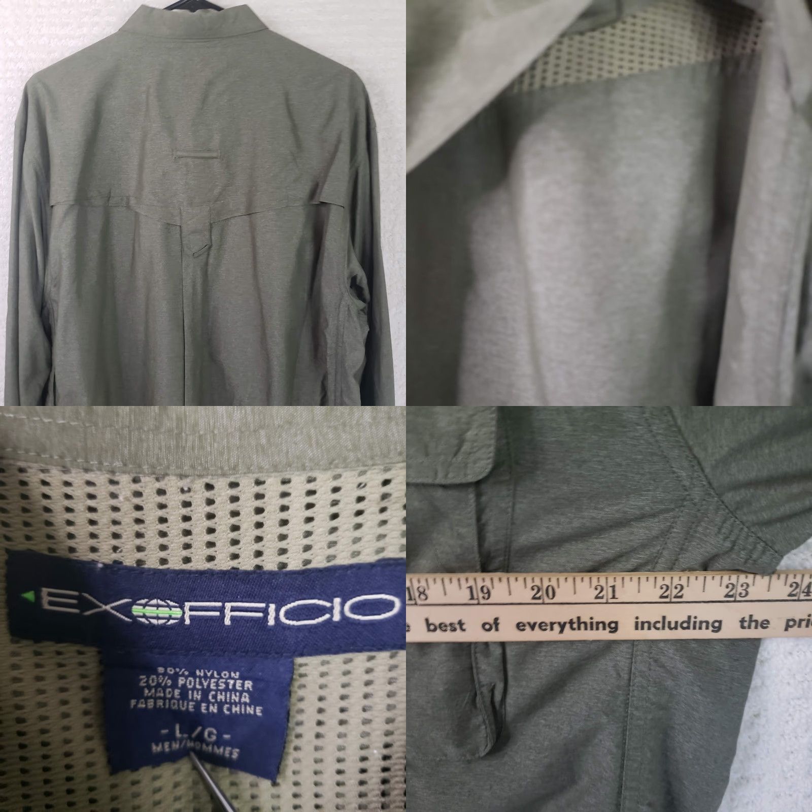 ExOfficio VINTAGE Exofficio Shirt Mens L Green Nylon Polyester Button-Up Long Sleeve Size US L / EU 52-54 / 3 - 9 Thumbnail