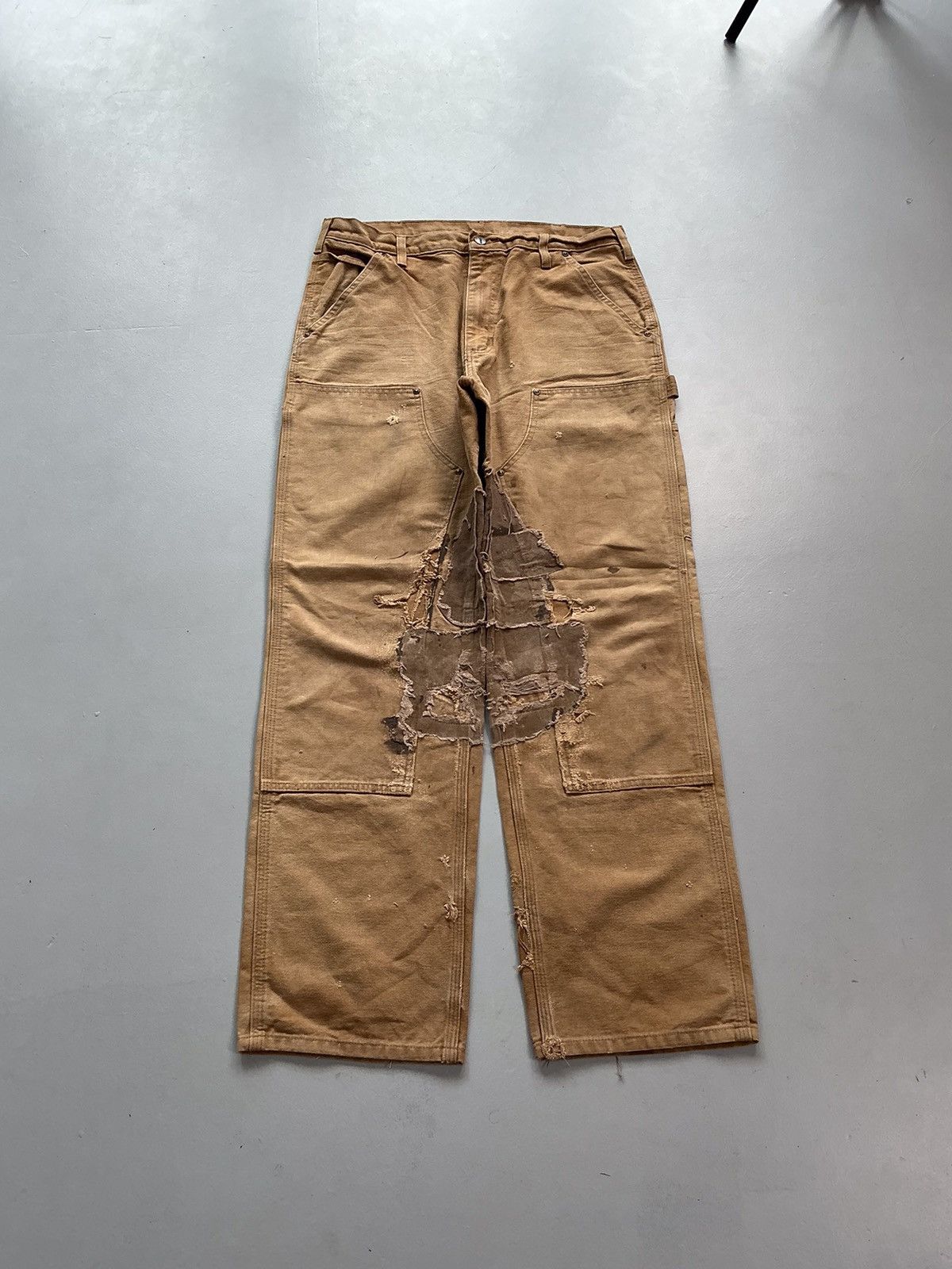 Carhartt Vintage Carhartt B136 BRN double knee rework workwear denim Size US 34 / EU 50 - 1 Thumbnail