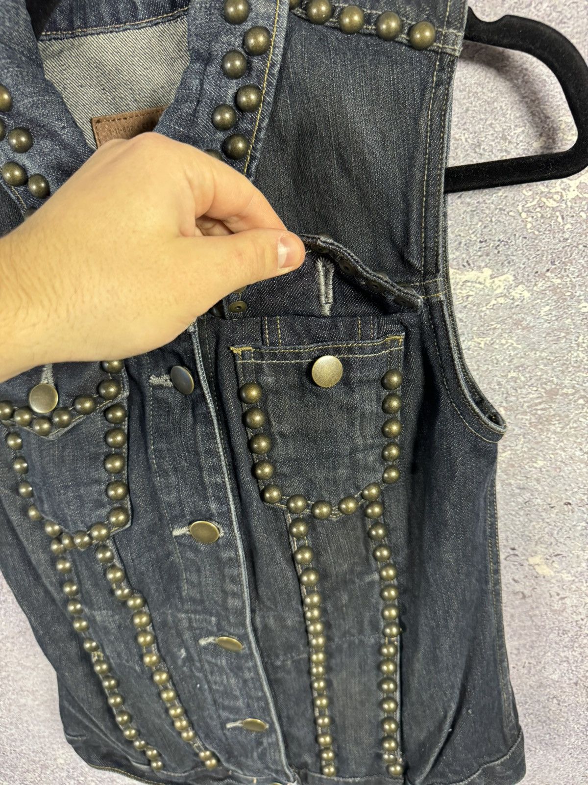 Allsaints × Vintage AllSaints Spitalfields Biker Studded Denim Vests Gilet S sz Size S / US 4 / IT 40 - 7 Thumbnail
