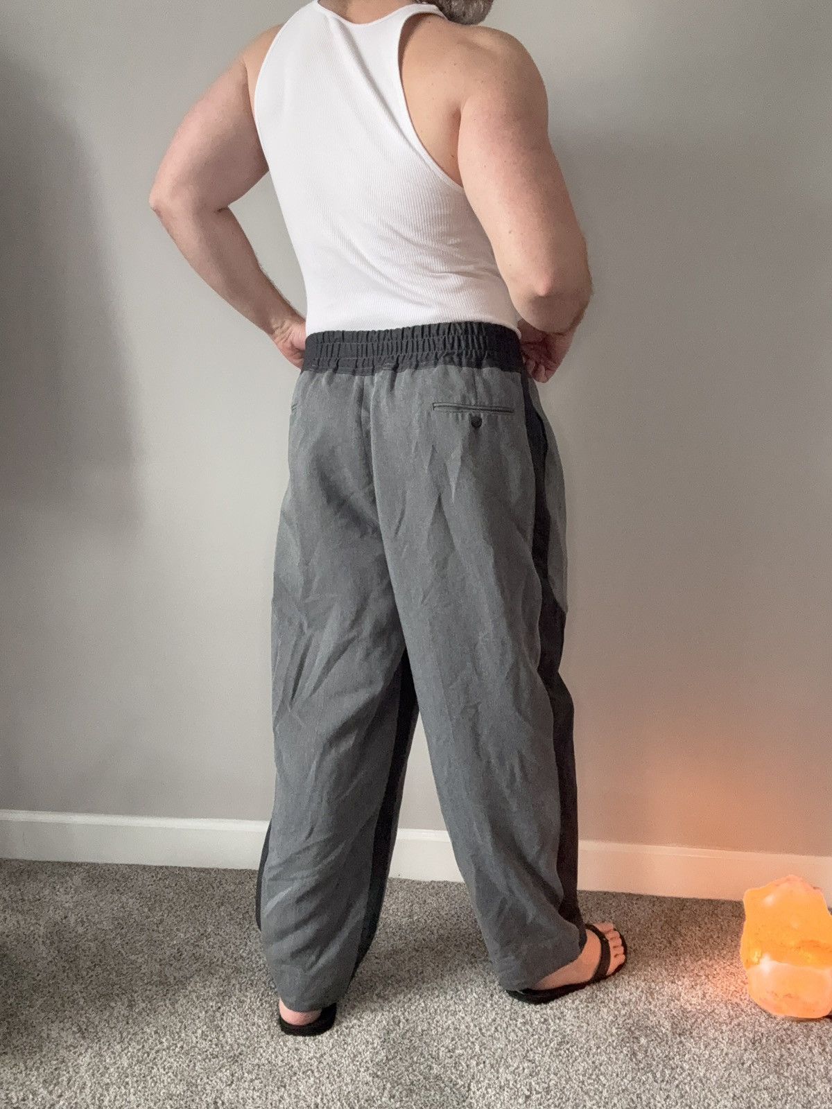 Other Reclaimed Material Grey Colorblock Trousers Size US 36 / EU 52 - 3 Thumbnail