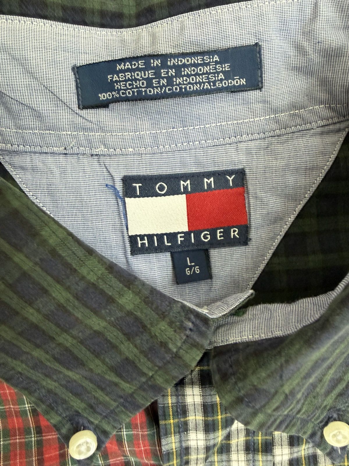 Tommy Hilfiger Vintage Tommy Hilfiger Patchwork Plaid Shirt L Size US L / EU 52-54 / 3 - 4 Thumbnail