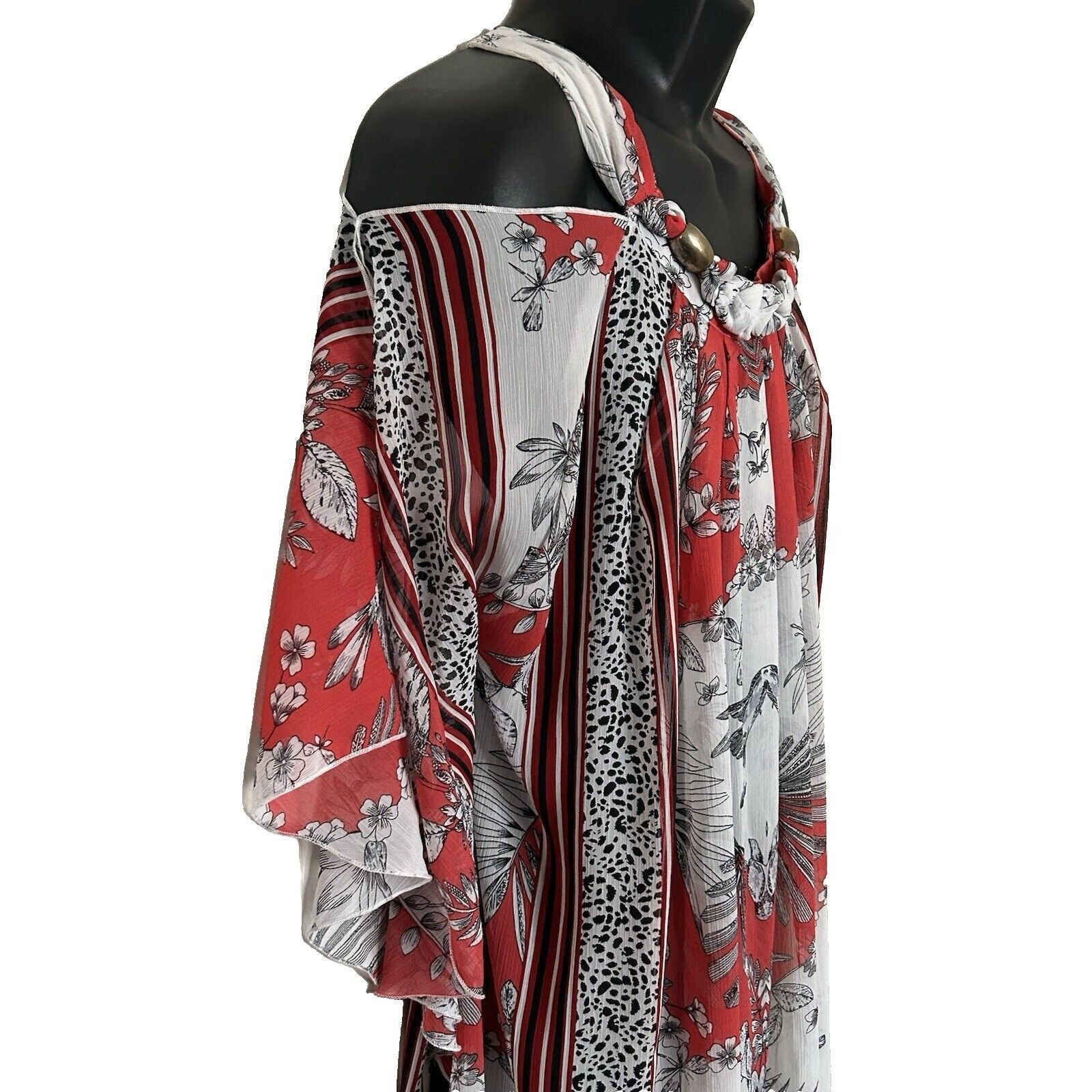 Other Madison Paige Women Gray 3/4 Sleeve Boho Blouse L Size L / US 10 / IT 46 - 4 Thumbnail