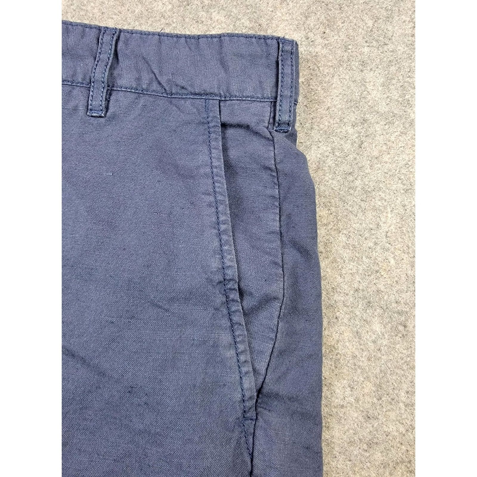 Faherty Faherty Mens 34 Chino Shorts Blue Linen Cotton Zip Fly Pockets Casual Summer Size US 34 / EU 50 - 3 Thumbnail