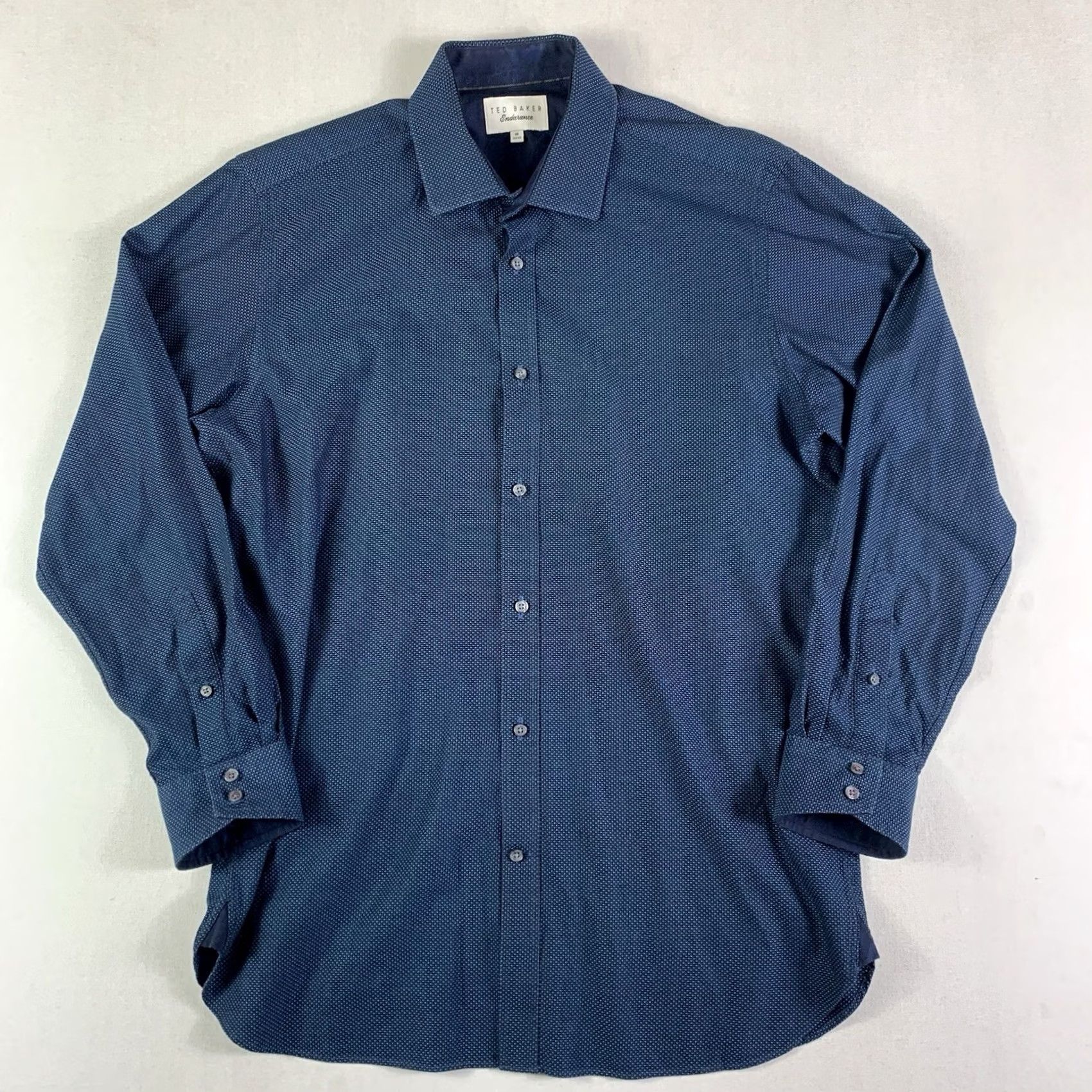 Ted Baker Ted Baker Endurance Shirt Mens 16 Blue Spread collar Long sleeve Size US L / EU 52-54 / 3 - 3 Thumbnail