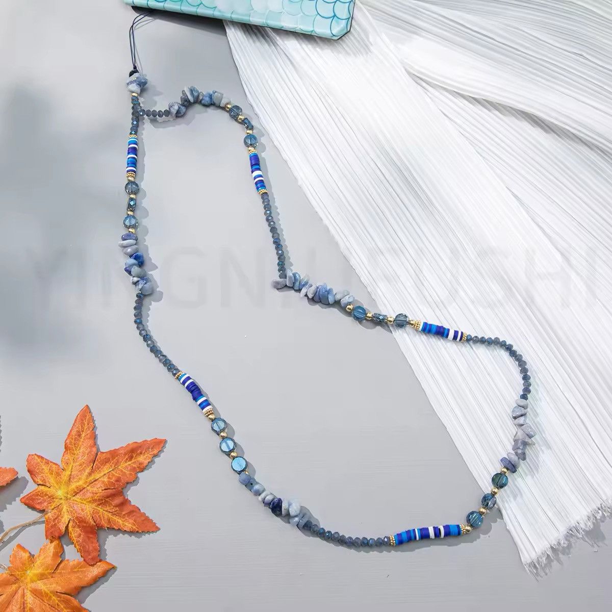 Vintage Crystal Beaded Stone Chain Fashion Long Strap Size ONE SIZE - 4 Thumbnail