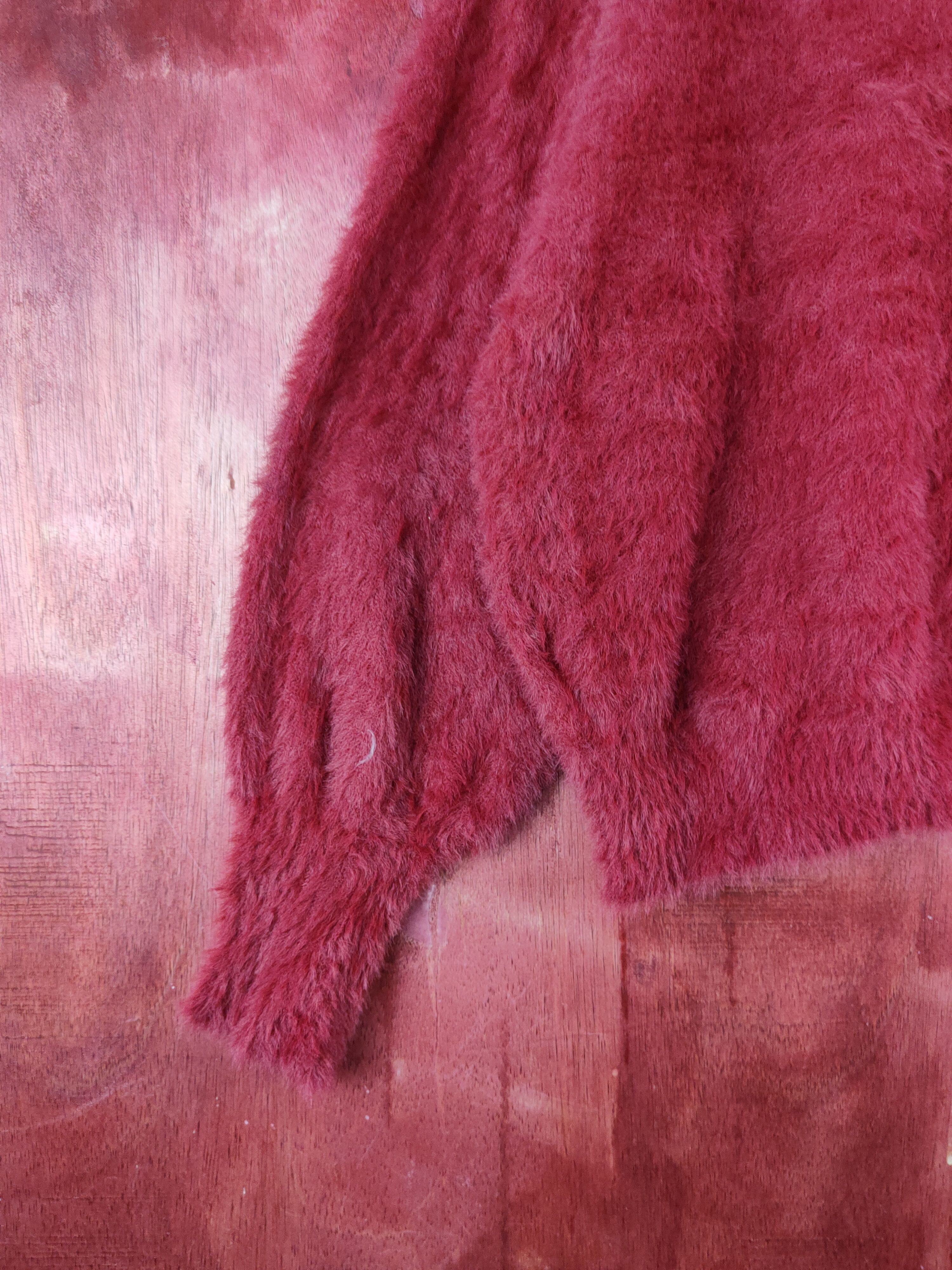 Homespun Knitwear Earth Music & Ecology Maroon Fur Mohair Knitwear #S2078 Size US M / EU 48-50 / 2 - 4 Thumbnail