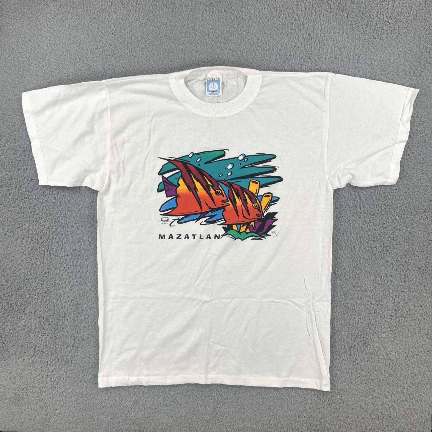 Vintage VINTAGE El Capitan T-Shirt Mens Cotton 90s Mazatlan Mexico White Short Sleeve Crew Neck Large Fun Beach Fish Art Holiday EUC Size US L / EU 52-54 / 3 - 2 Thumbnail