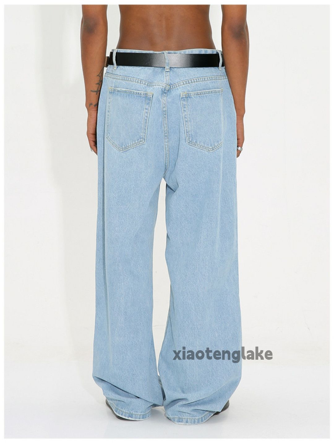 Jean washed faded y2k skate hiphop pleated baggy jeans Size US 33 - 2 Thumbnail