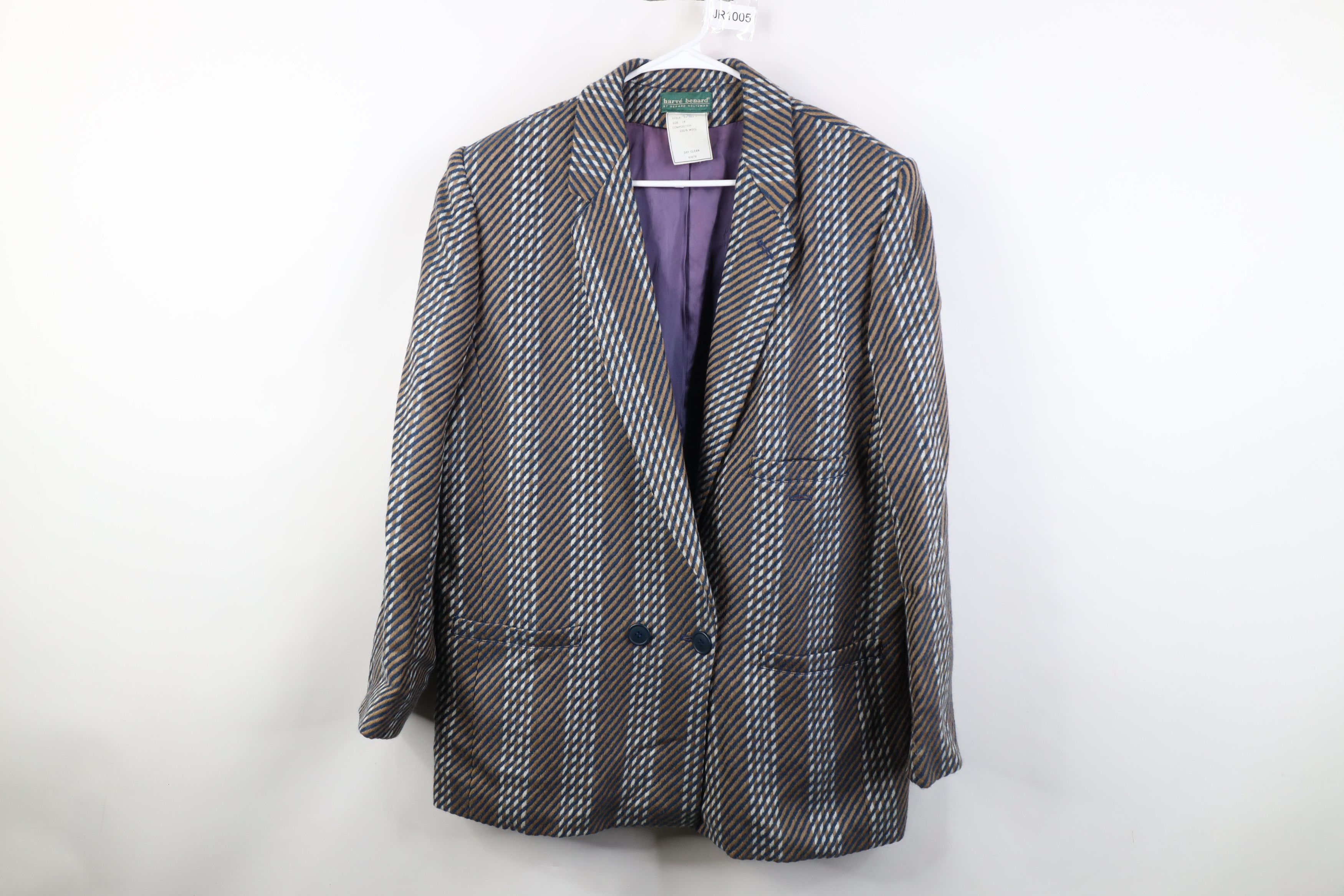 Vintage Vintage 90s Streetwear Striped Wool Suit Coat Blazer Jacket Size XXL / US 16-18 / IT 52-54 - 1 Thumbnail